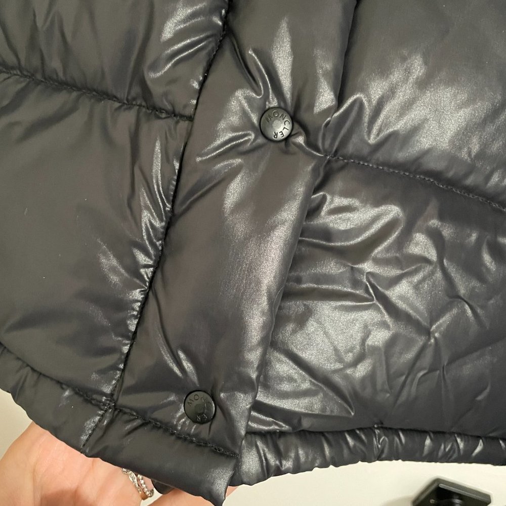 MONCLER Shiny Black Down Puffer Bomber Jacket Classic Winter Coat 0 / XS - Picture 5 of 14
